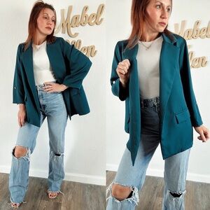 Mabel Ellen boss babe Teal Blazer with Gold Button Accents size 1X